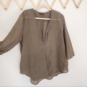 CP Shades Olive Green 3/4 Sleeve Blouse